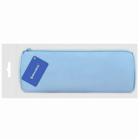 Пенал-тубус BRAUBERG, с эффектом Soft Touch, мягкий, Pastel blue, 272300 
