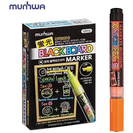 Маркер меловой MunHwa "Black Board Marker" оранжевый, 3мм, водная основа 