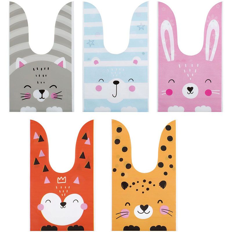 Набор подарочных пакетов 13.5*22 см, MESU "Funny friends", 30 шт