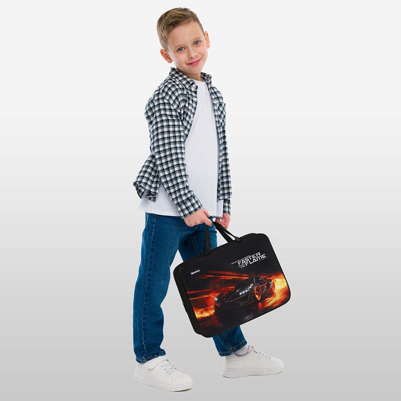 Папка текстильная с ручками 1 отделение, А4 Berlingo "Faster Than The Flame", 350*265*80мм, текстиль, на молнии 