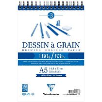 Скетчбук 30л., А5 Clairefontaine "Dessin a grain", на гребне, мелкозернистая, 180г/м2