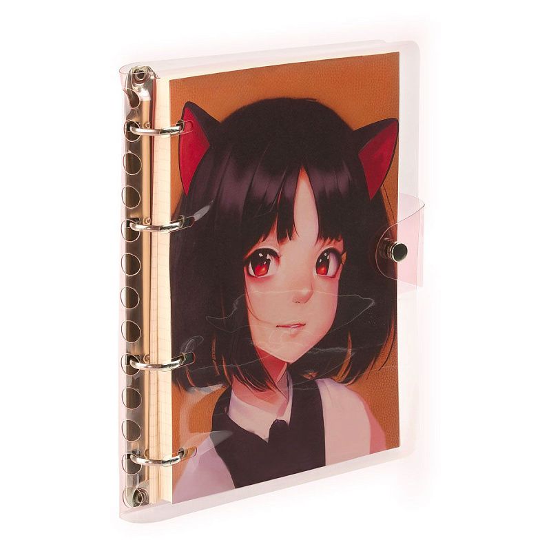 Тетрадь на кольцах 120л., А5, клетка MESHU "Neko", с пластиковой обложкой