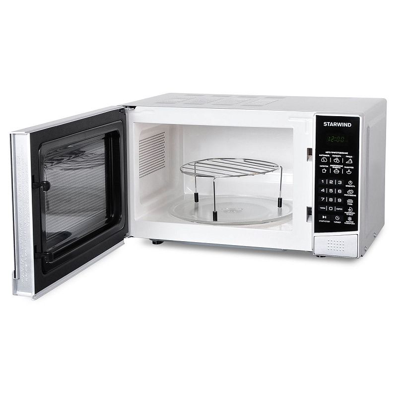 Микроволновая печь Starwind SMW2820, 20л, 700Вт, электронное управление, гриль, черная, серебристая