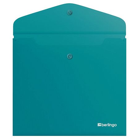 Папка-конверт на кнопке Berlingo "Soft Touch", А5+, 200мкм, софт-тач, бирюзовая 