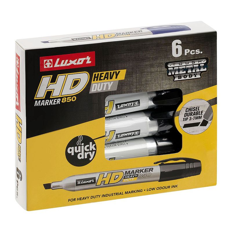 Маркер перманентный промышленный Luxor "Heavy Duty 850" черный, скошенный, 3-7мм 