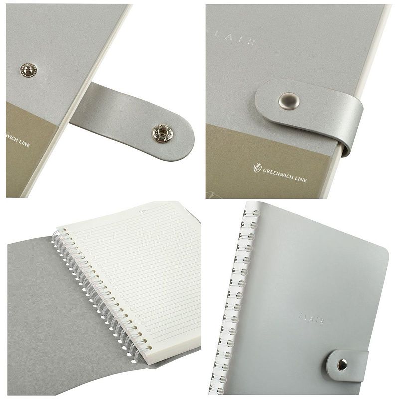 Записная книжка А5 96л. ЛАЙТ, кожзам, скрытый гребень, Greenwich Line "Shimmer. Silver", блок в линию