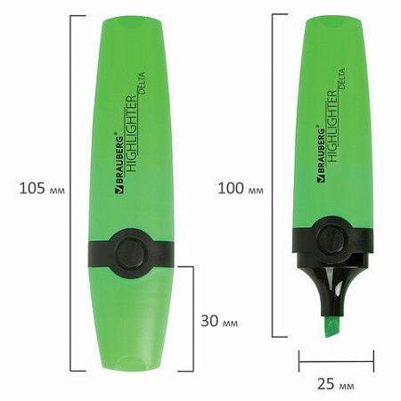 Текстовыделитель BRAUBERG "DELTA", ЗЕЛЕНЫЙ, линия 1-5 мм, 151720 