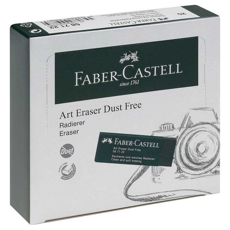 Ластик Faber-Castell "Dust-Free", прямоугольный, картонный футляр, 45*22*13мм, темно-зеленый 