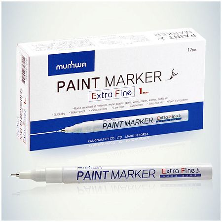 Маркер-краска MunHwa "Extra Fine Paint Marker" белая, 1мм, нитро-основа 