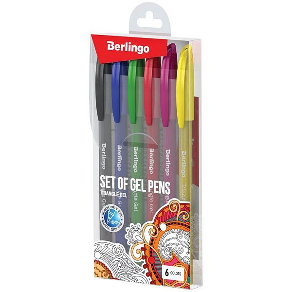 Набор гелевых ручек Berlingo "Triangle Gel" 6шт., 06цв., 0,5мм, корпус ассорти