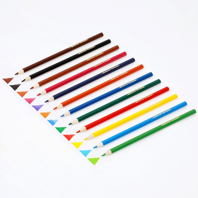 Карандаши цветные Мульти-Пульти "Енот в Индии", 12цв., заточен., картон, европодвес