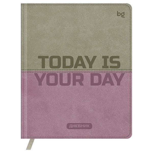 Дневник 1-11 кл. 48л. (твердый) BG "Double. Today is your day", иск. кожа, комбинирование материалов, тиснение, ляссе