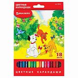 Карандаши цветные BRAUBERG "My lovely dogs", 18 цветов, заточенные, картонная упаковка, 180546