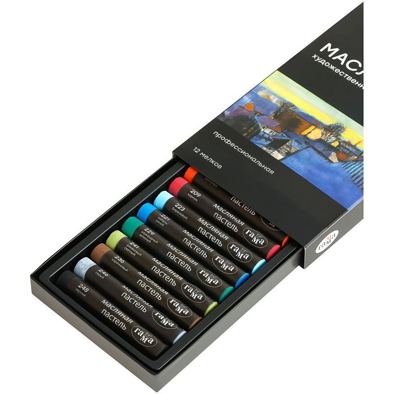 Пастель масляная Гамма, 12 цветов, картон. упаковка