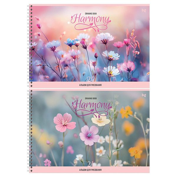 Альбом для рисования 24л., А4, на гребне BG "Harmony"