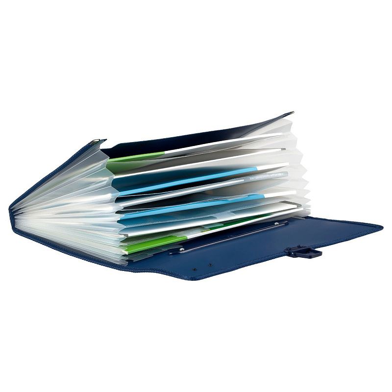 Папка-портфель 13 отделений СТАММ А4, 330*240*40мм, 1000мкм, синяя 