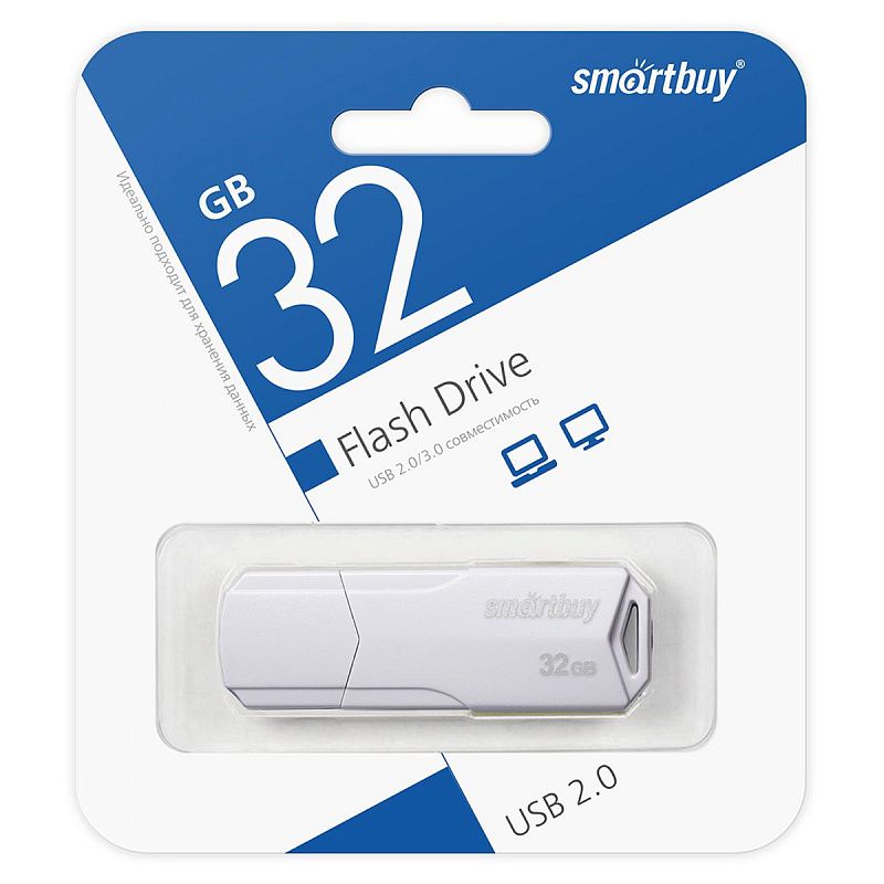 Память Smart Buy "Clue"  32GB, USB 2.0 Flash Drive, белый