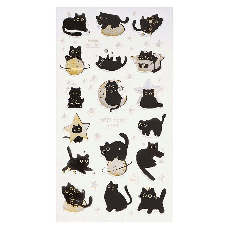 Наклейки гелевые MESHU  "Moon Cat" , 10*23см, инд. уп., европодвес