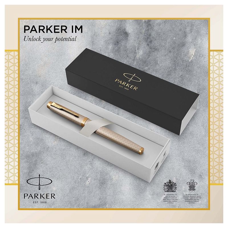 Ручка-роллер Parker "IM Premium Warm Silver GT" черная, 0,8мм, подарочная упаковка 