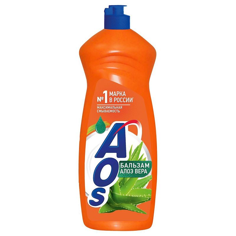 Средство для мытья посуды AOS "Бальзам Алое вера", 900мл 