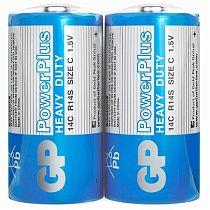Батарейки КОМПЛЕКТ 2 шт., GP PowerPlus C (14C), солевые, в пленке, 14CEBRA-2S2