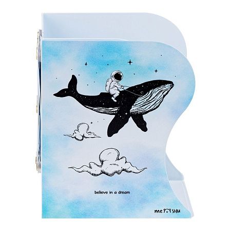 Подставка для книг MESHU "Space Whale", 3 отделения, раздвижная 