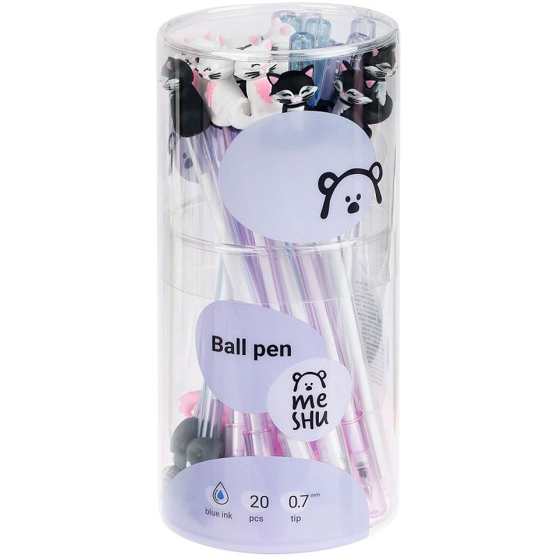 Ручка шариковая MESHU "Purr" синяя, 0,7мм, корпус ассорти 