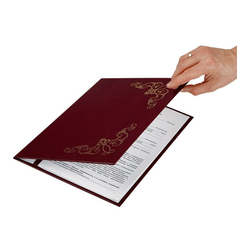 Папка адресная "Виньетка" OfficeSpace, А4, бумвинил, бордовый, инд. упаковка