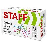 Скрепки STAFF 28 мм, цветные, 70 штук, 271708