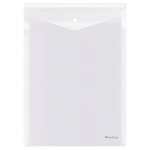 Папка-конверт на кнопке Berlingo "No Secret", А4, 200мкм, вертикальная, прозрачная