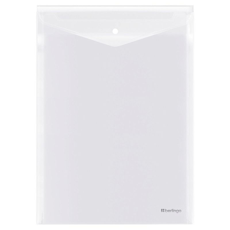 Папка-конверт на кнопке Berlingo "No Secret", А4, 200мкм, вертикальная, прозрачная
