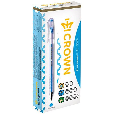 Ручка гелевая Crown "Hi-Jell Color" голубая, 0,7мм 
