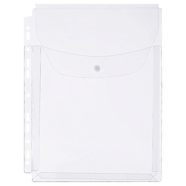 Папка-вкладыш с перфорацией на кнопке СТАММ А4, ПВХ, 180мкм, глянцевый, расширяющаяся до 250л.