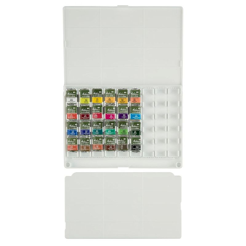 Акварель художественная Гамма "Студия", 24 цв*2,6 мл, кюветы, пластик. Пенал