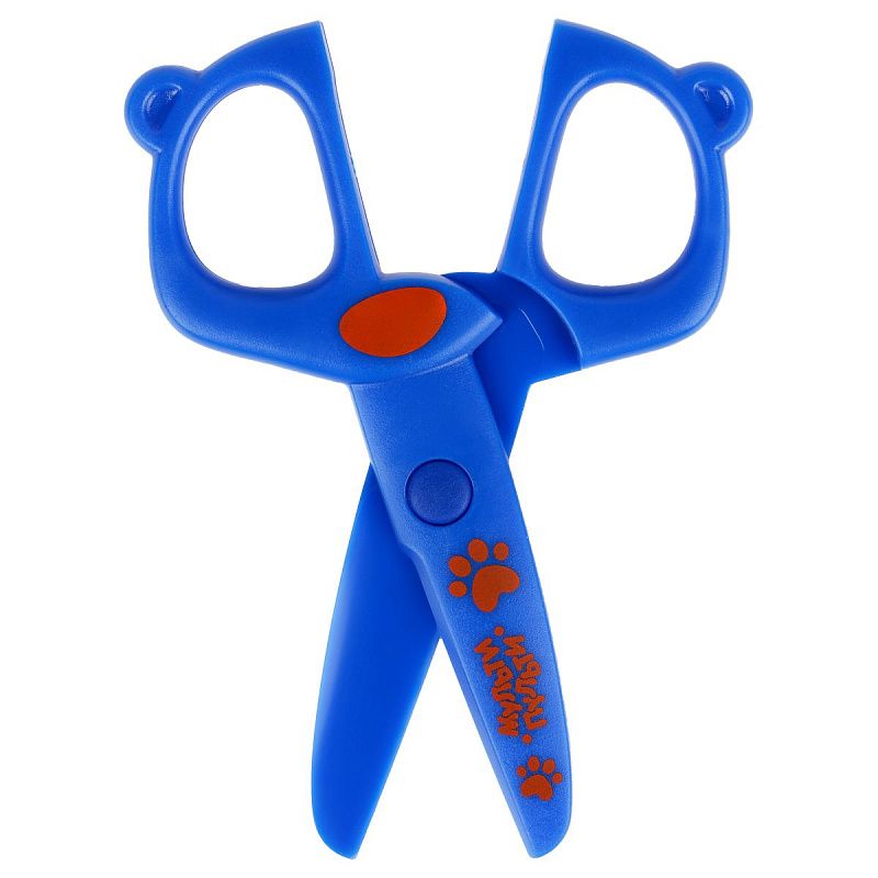 Ножницы детские пластиковые Мульти-Пульти "Приключения Енота, Енот" 12см, синий, трай-ми кард с европодвесом 
