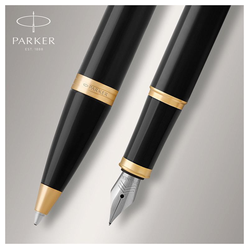 Набор Parker "IM Black GT": ручка шариковая, 1,0мм и ручка перьевая, 1,0мм, подарочная упаковка 