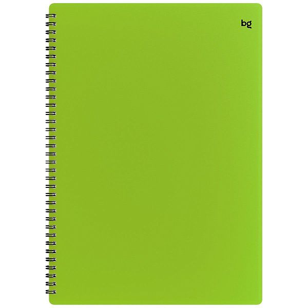 Тетрадь 80л., А4 клетка на гребне BG "Neon", пластиковая обложка, салатовый