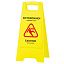 Знак "Осторожно! Мокрый пол!" OfficeClean Professional, пластик, 62*30см, на англ. и русском языках