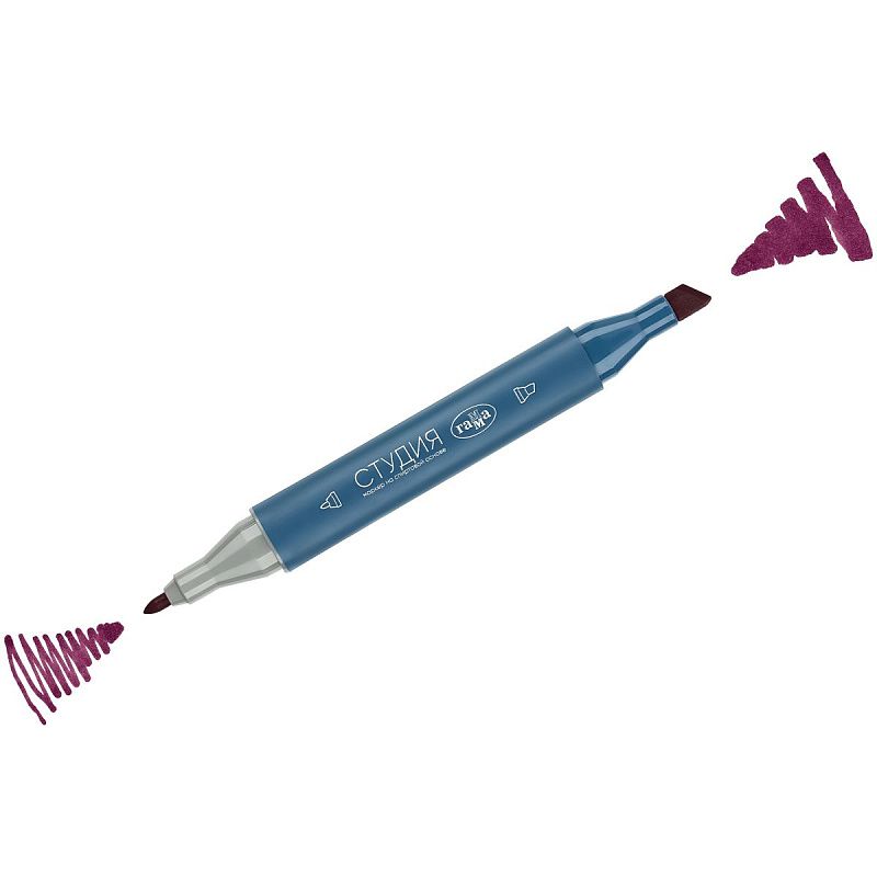 Маркер двусторонний для скетчинга Гамма "Студия", ярко-фиолетовый, корпус трехгранный, пулевид./клиновид. наконечники