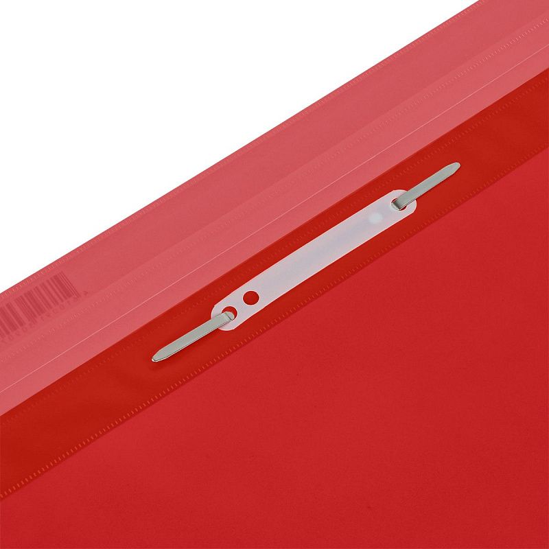 Папка-скоросшиватель пластик. перф. СТАММ А4, 180мкм, красная с прозр. верхом 