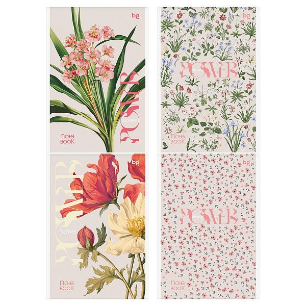 Блокнот А5 80л., на скрепке BG "Цветы"
