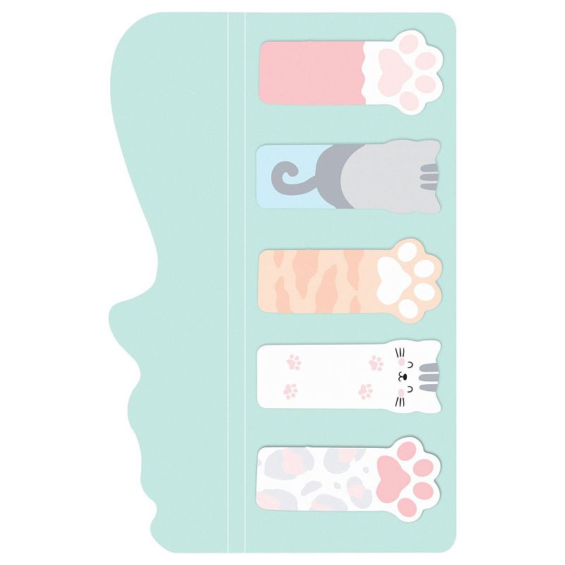 Флажки-закладки и самоклеящиеся блоки в наборе MESHU "Meow paw", 20л., европодвес