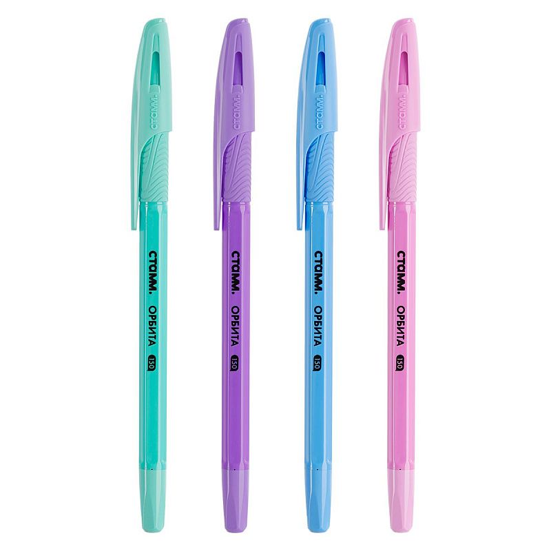 Ручка шариковая СТАММ "Орбита 150" синяя, 0,7мм, пастельный микс, ассорти 