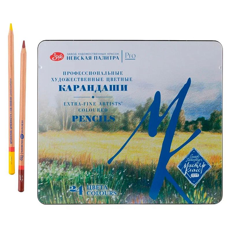 Набор профессиональных цветных карандашей "Мастер-Класс", 24 цвета, в жестяном пенале