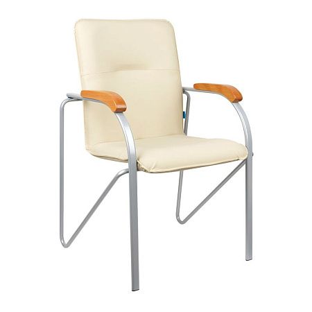 Стул Helmi HL-F03 "Самба", каркас металл алюм., экокожа, бежевый, бук BOX2