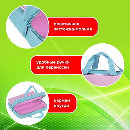Папка на молнии с ручками STAFF EVERYDAY А4, 1 отделение, полиэстер, 80 мм, нежно-розовый, 271488 
