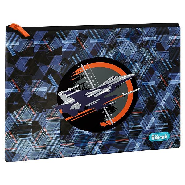 УЦЕНКА - Папка текстильная А5 Först "Orange Plane", 255*205мм, 1 отделение, полиэстер (осн 352128)