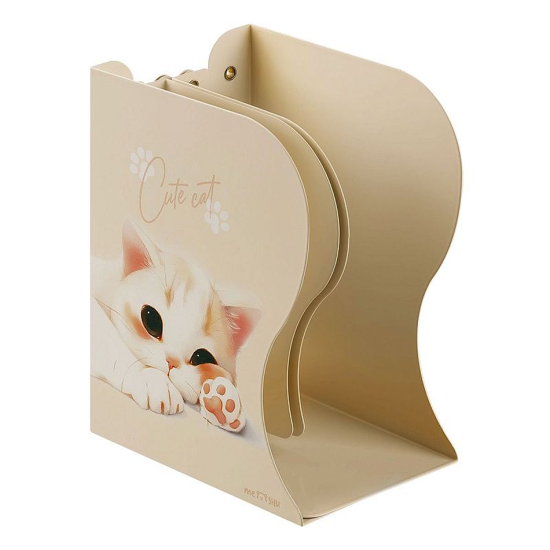 Подставка для книг MESHU "Cute Cat", металлическая, 3 отделения, раздвижная 
