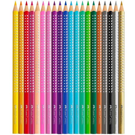 Карандаши цветные Faber-Castel "Sparkle", 20цв.+точилка, трехгран., метал. короб