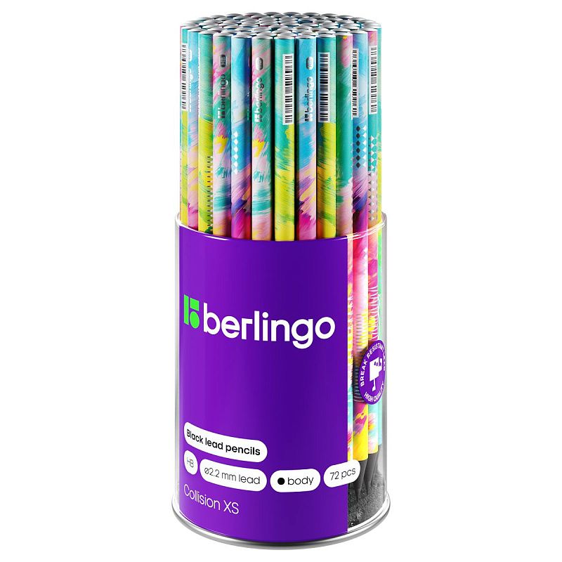 Карандаш ч/г Berlingo "Collision XS" HB, черное дерево, круглый, заточен., ассорти 